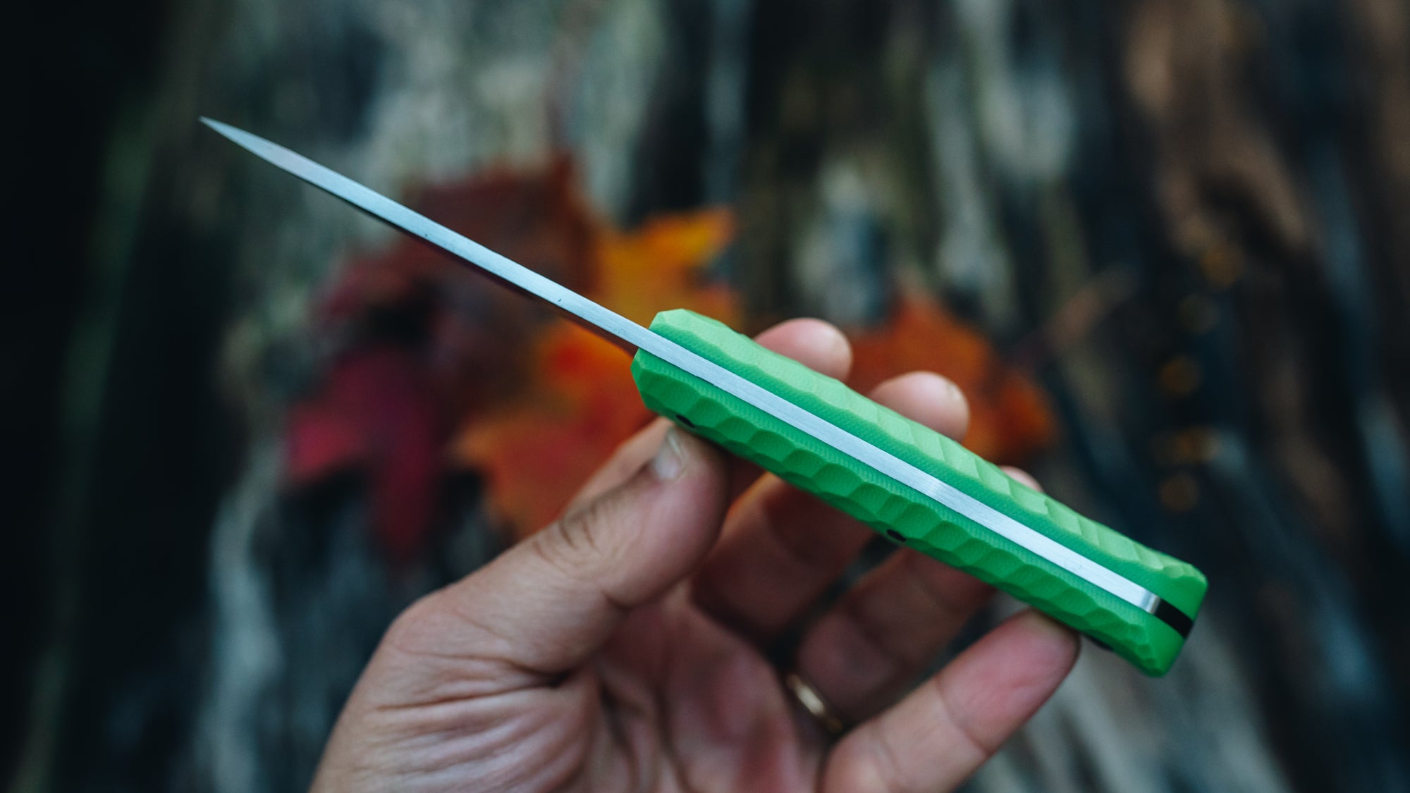 Traveler - in textured lime green G-10 - (Procut)